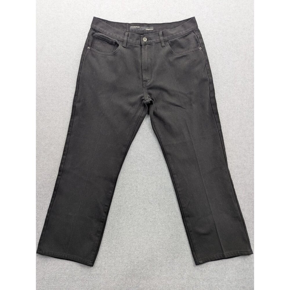 Rocawear Jeans Mens SZ 36x30 Black Orignal Fit Relaxed Straight Leg 100% Cotton